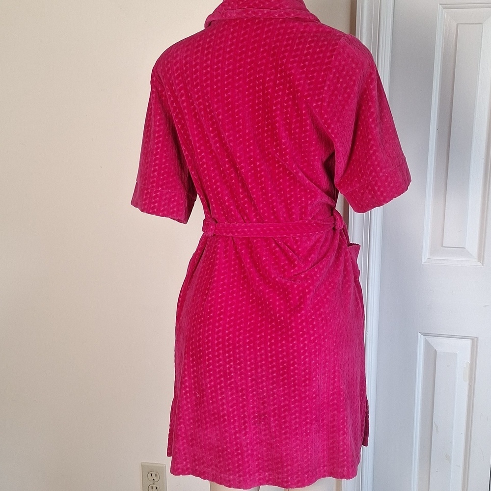 Pink Textured Velvety Robe Size M - Picture 3 of 7
